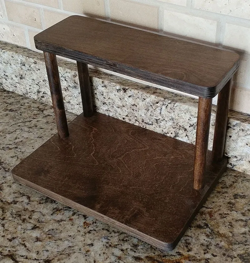 Counter Caddies™ - Walnut-Stained Straight Shelf - Barista - 12" Length