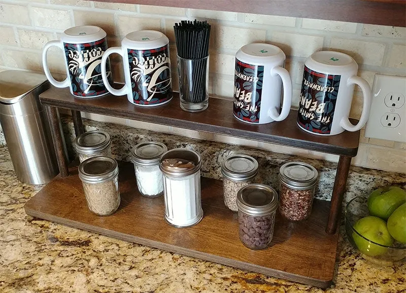 Counter Caddies™ - Walnut-Stained Straight Shelf - Barista - 24" Length