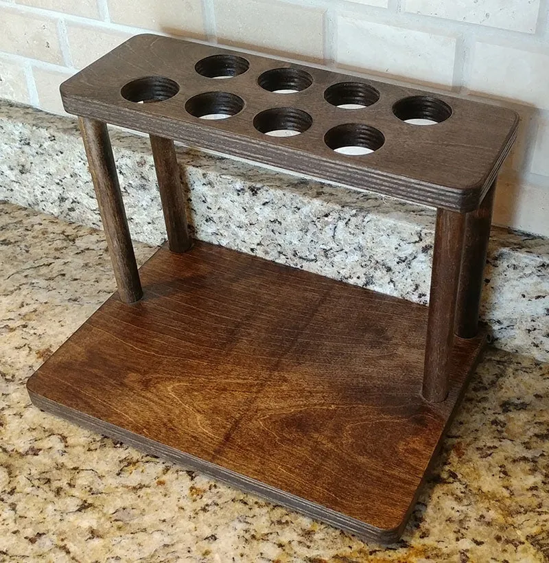 Counter Caddies™ - Walnut-Stained Straight Shelf - w/ K-Cup Holes - 12" Length