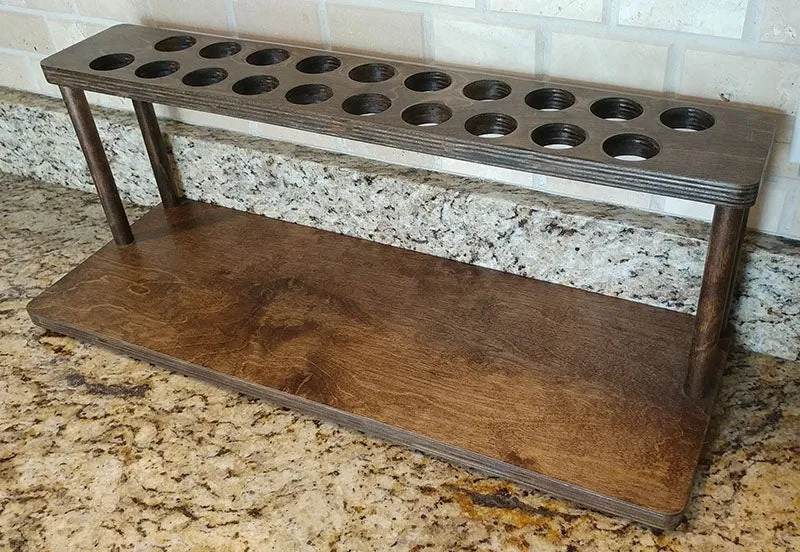 Counter Caddies™ - Walnut-Stained Straight Shelf - w/ K-Cup Holes - 24" Length