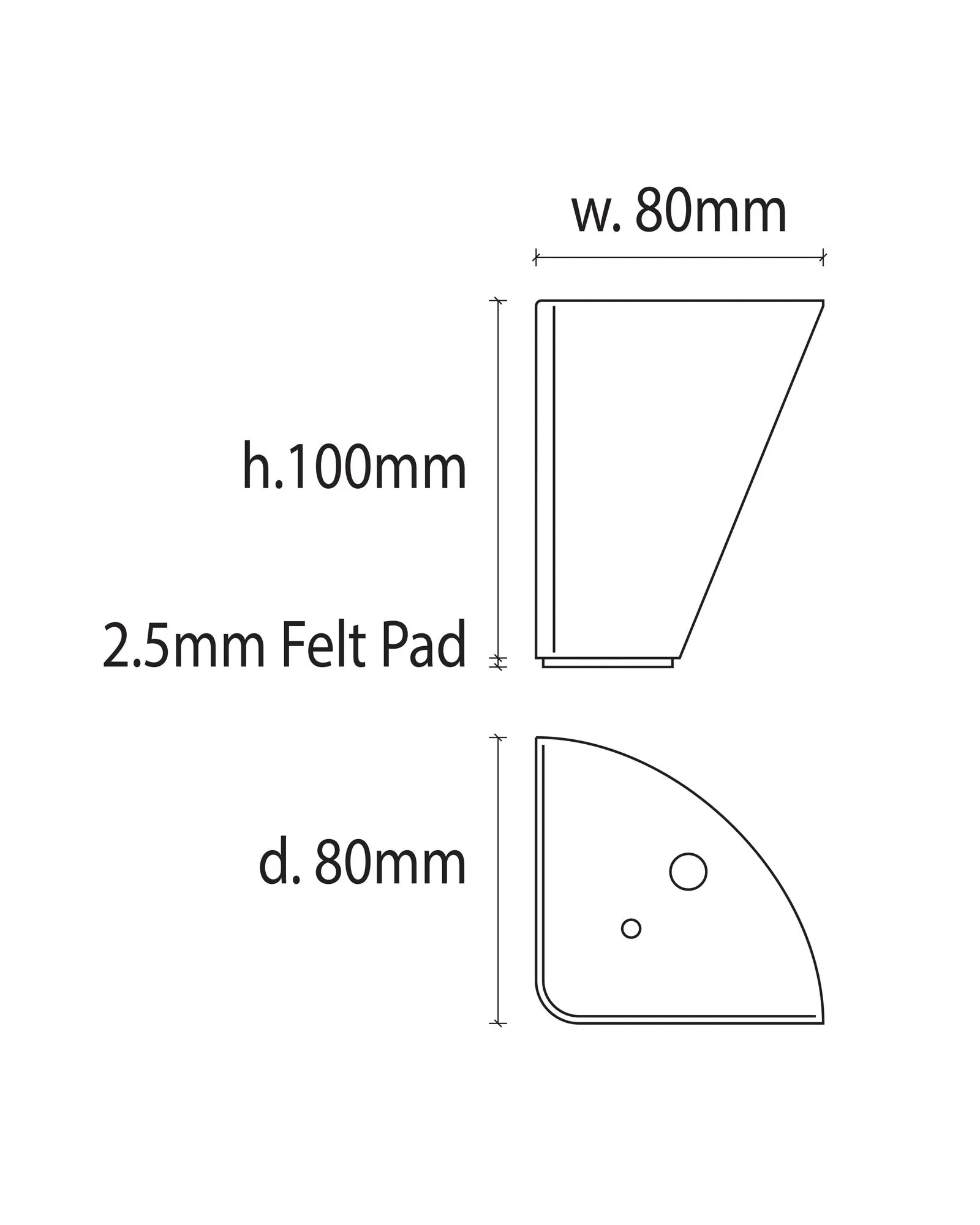 Cuban Aluminium Furniture Legs 10cm Tall - Brushed Matte