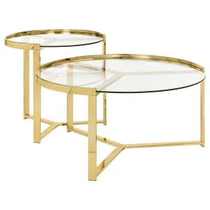 Delia 2-piece Round Nesting Table Clear and Gold