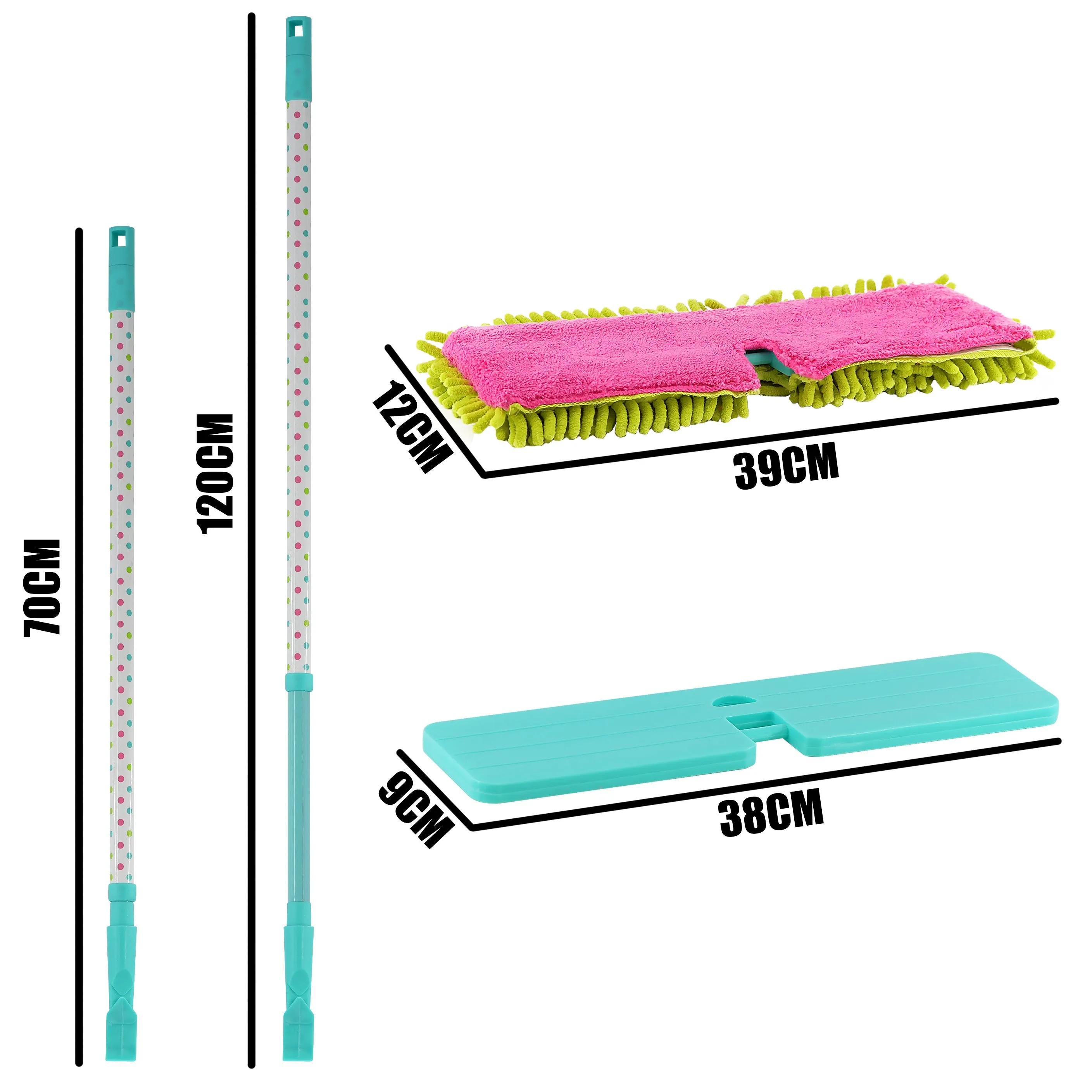 Double-Sided Microfibre Mop   1 FREE Mop Pad Refill