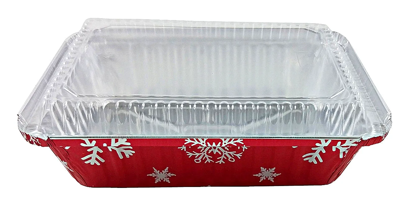 Durable 2 1/4 lb. Oblong Holiday Foil Pan With Dome Lid 100/CS