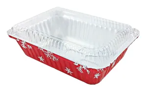 Durable 2 1/4 lb. Oblong Holiday Foil Pan With Dome Lid 100/CS