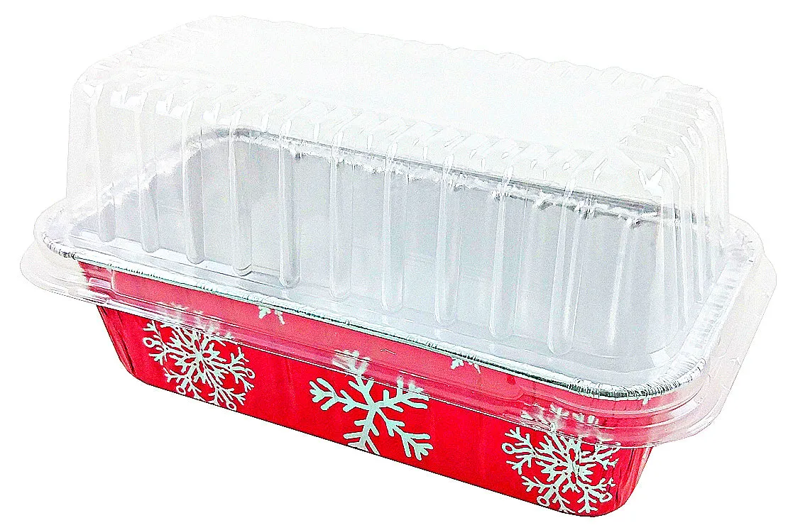 Durable Packaging 2 lb. Aluminum Foil Holiday Loaf Bread Pan w/High Dome Lid 100/CS