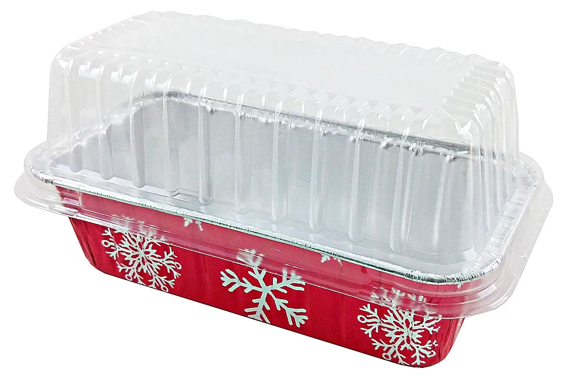 Durable Packaging 2 lb. Aluminum Foil Holiday Loaf Bread Pan w/High Dome Lid 100/CS