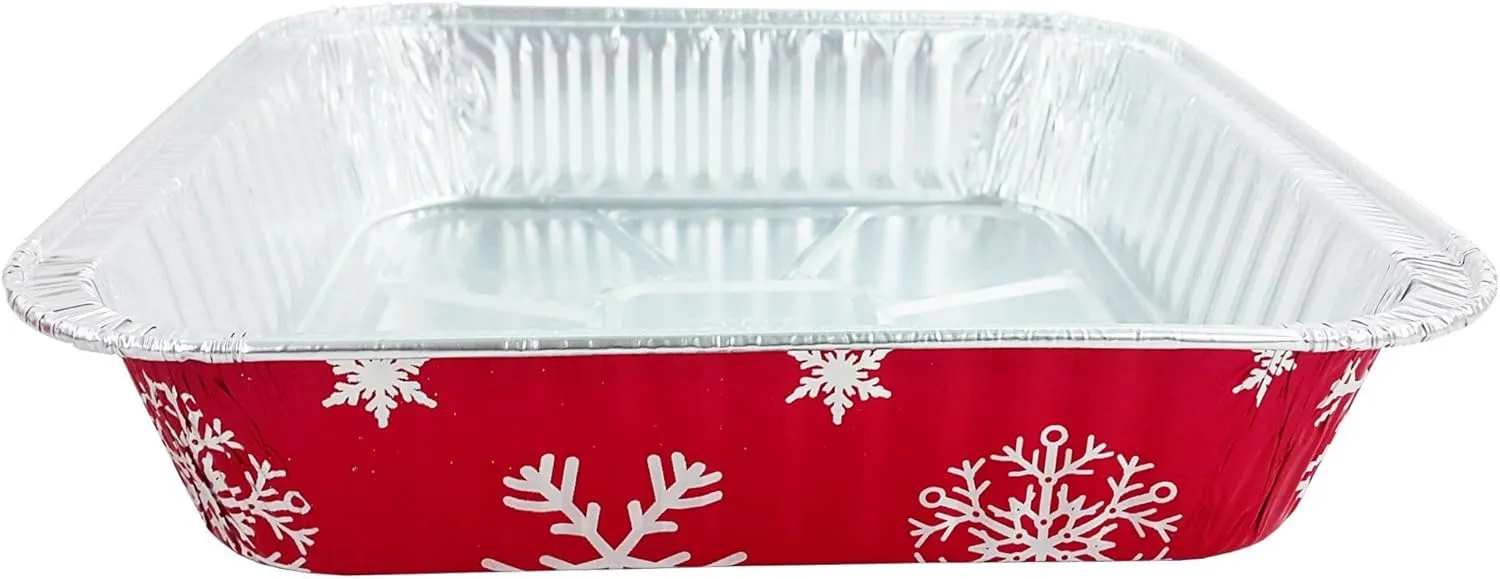 Durable Square Holiday Foil Cake Pan With Dome Lid 10/PK