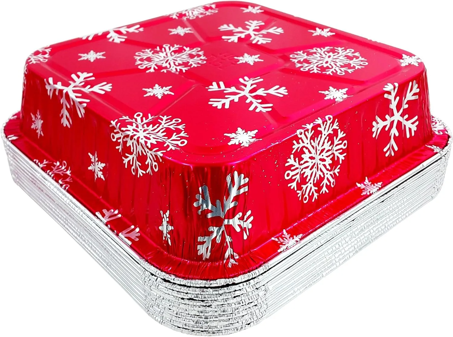 Durable Square Holiday Foil Cake Pan With Dome Lid 10/PK