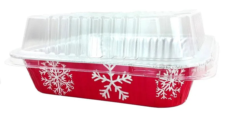 Durable Square Holiday Foil Cake Pan With Dome Lid 10/PK