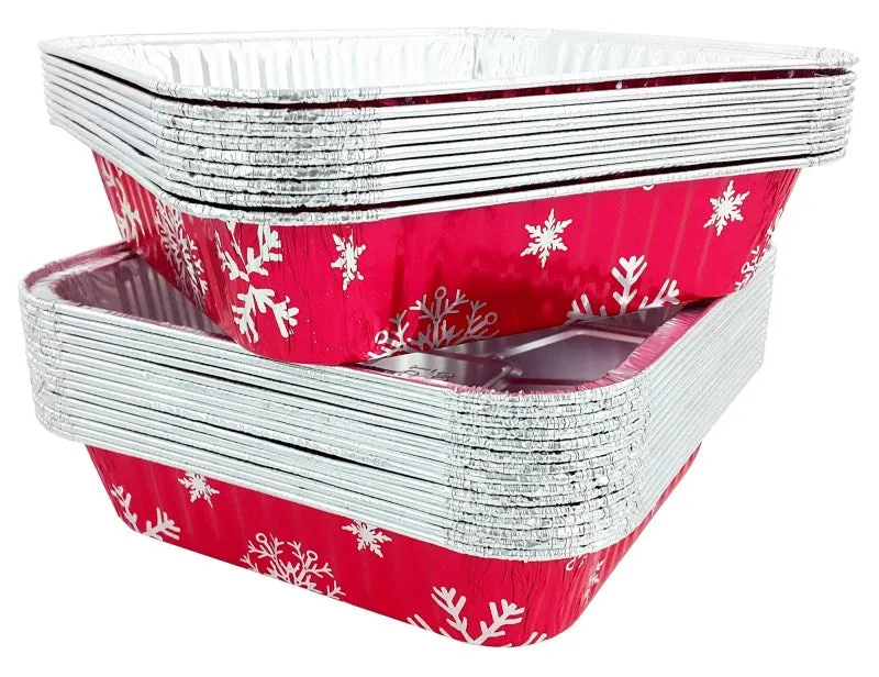 Durable Square Holiday Foil Cake Pan With Dome Lid 10/PK