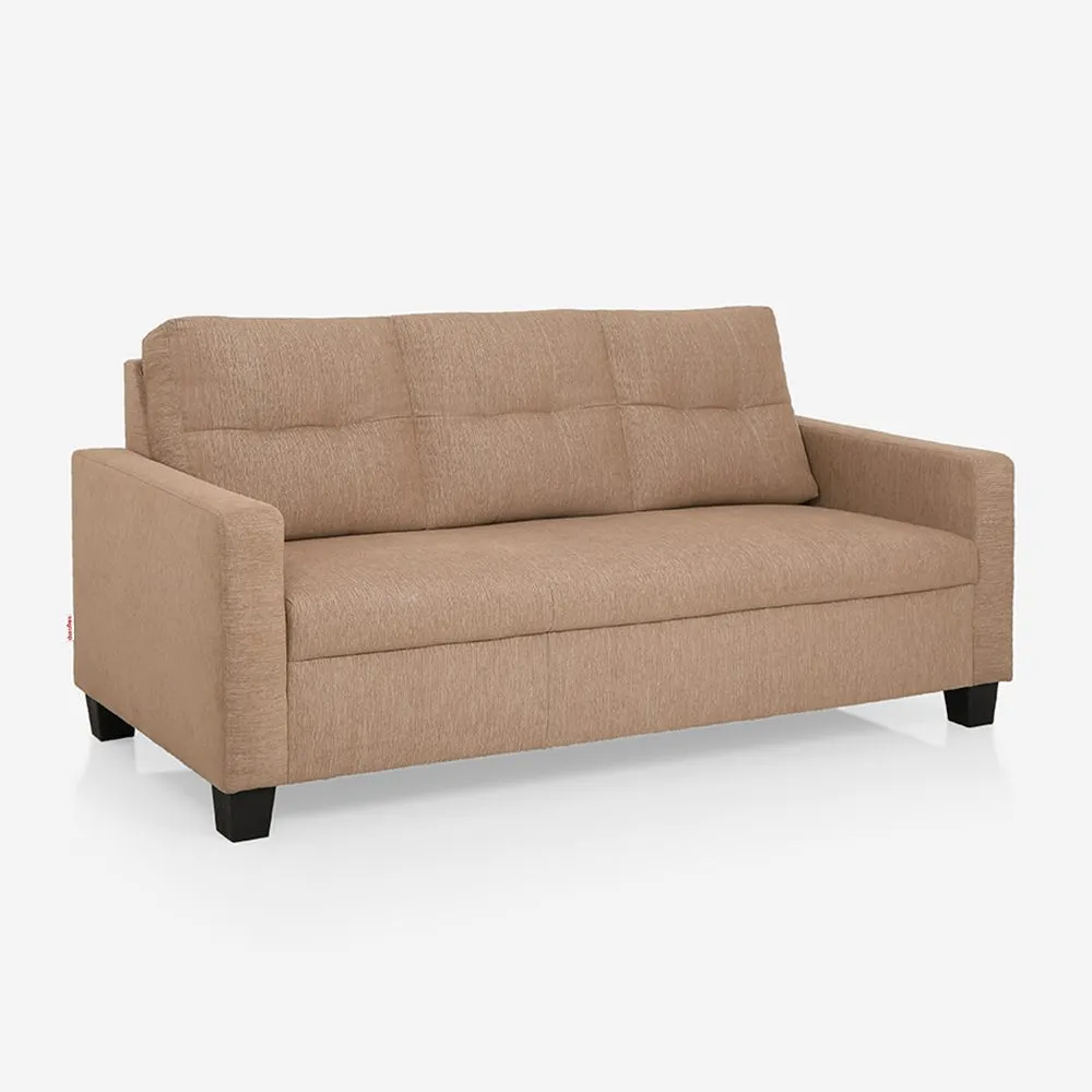 Ease Brown Fabric 3 Seater Sofa