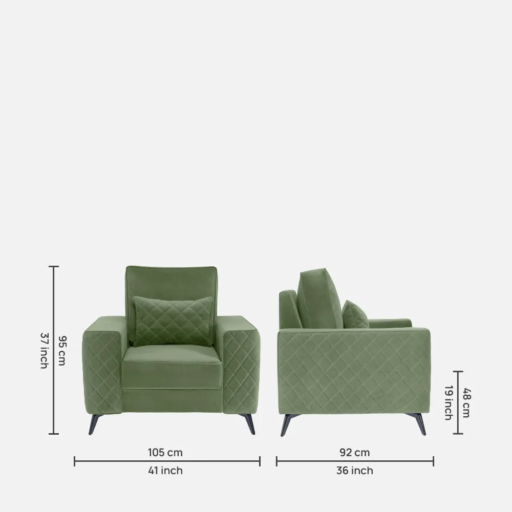 Eden Jade Green Fabric 1 Seater Sofa