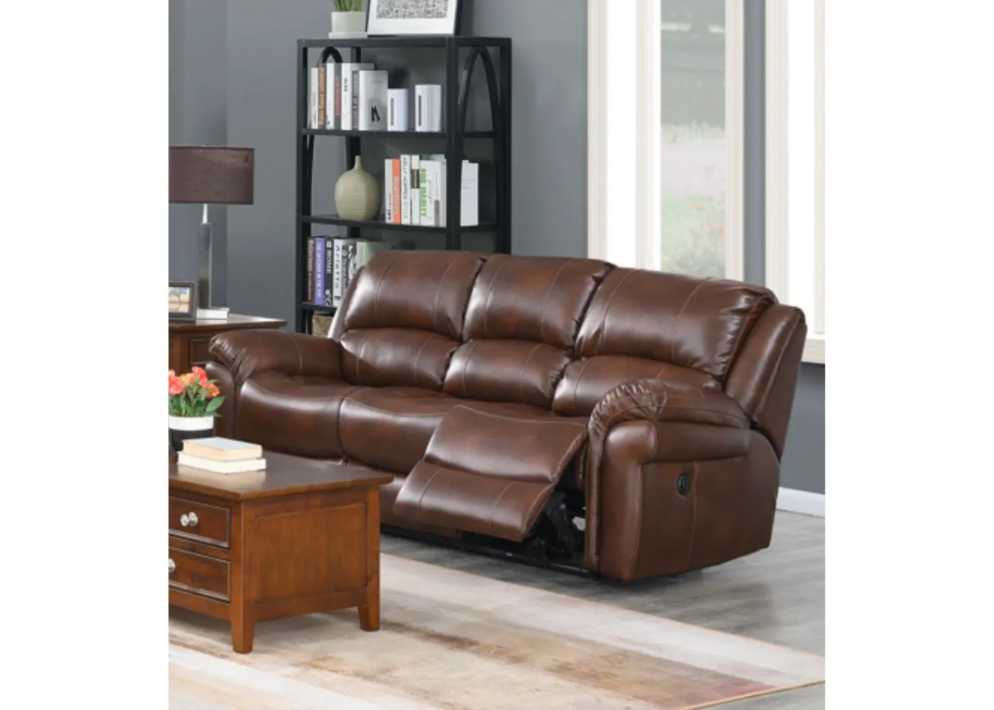 Farnham Electric Reclining Leather Air Sofa Range in Tan by Annaghmore