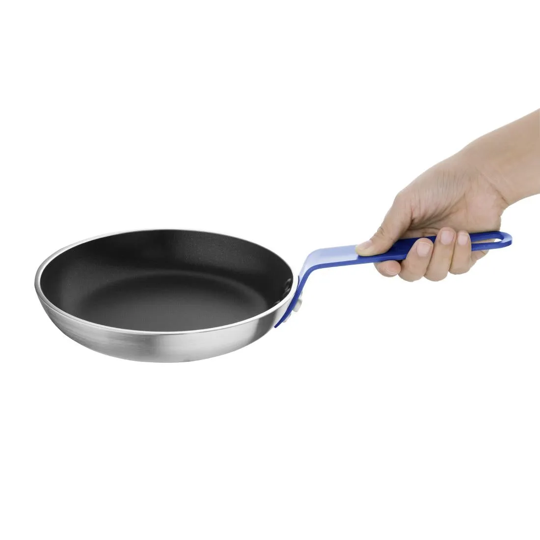 FX134 Hygiplas Non-Stick Teflon Aluminium Platinum Plus Frying Pan with Blue Handle 200mm