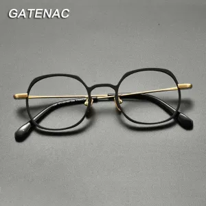 Gatenac Unisex Full Rim Round Square Titanium Eyeglasses Gxyj846