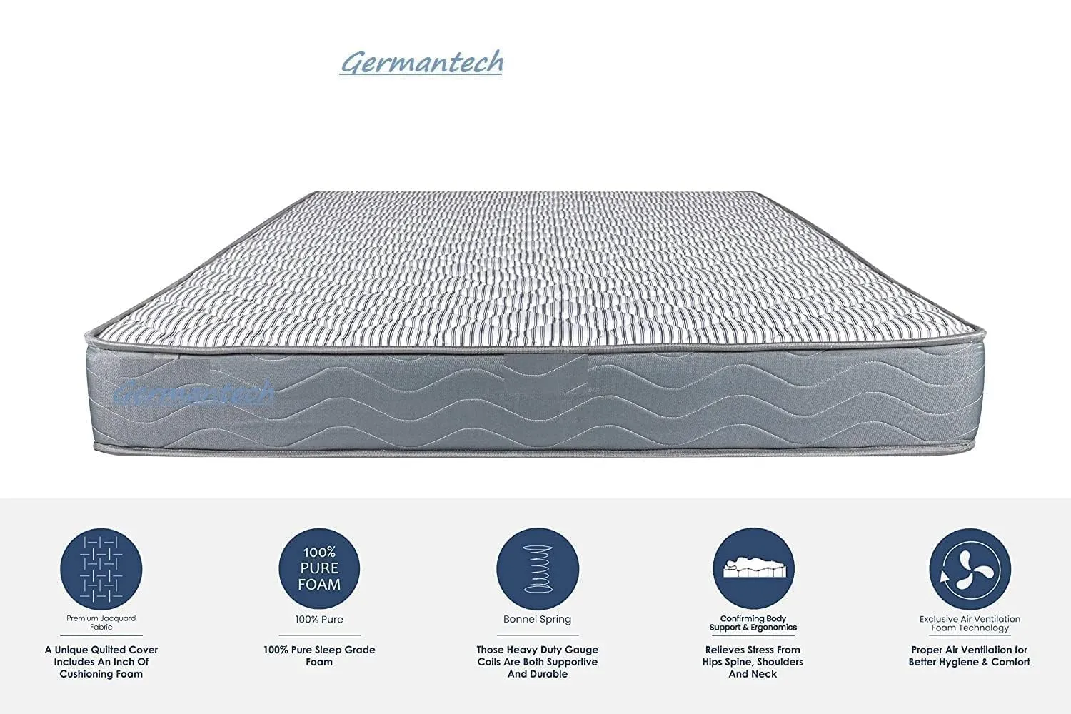 GERMAN TECH Double Bed Mattress High Density Foam Pocket Spring Bed Mattress Soft Foam & Comfortable Sleep Mattress (72×47×8 Inch) 12 Year Warranty