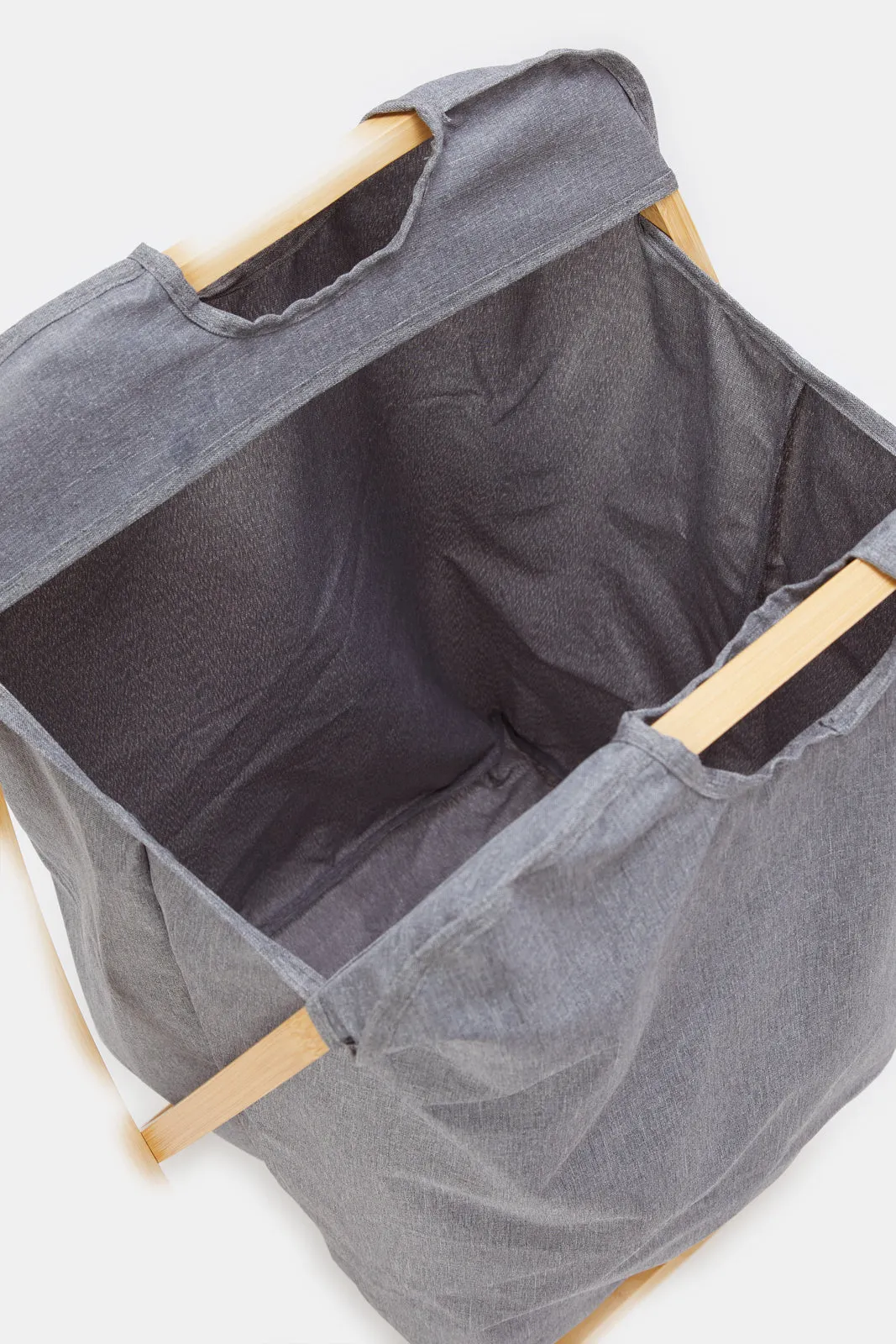 Grey Textured Bamboo Foldable Hamper