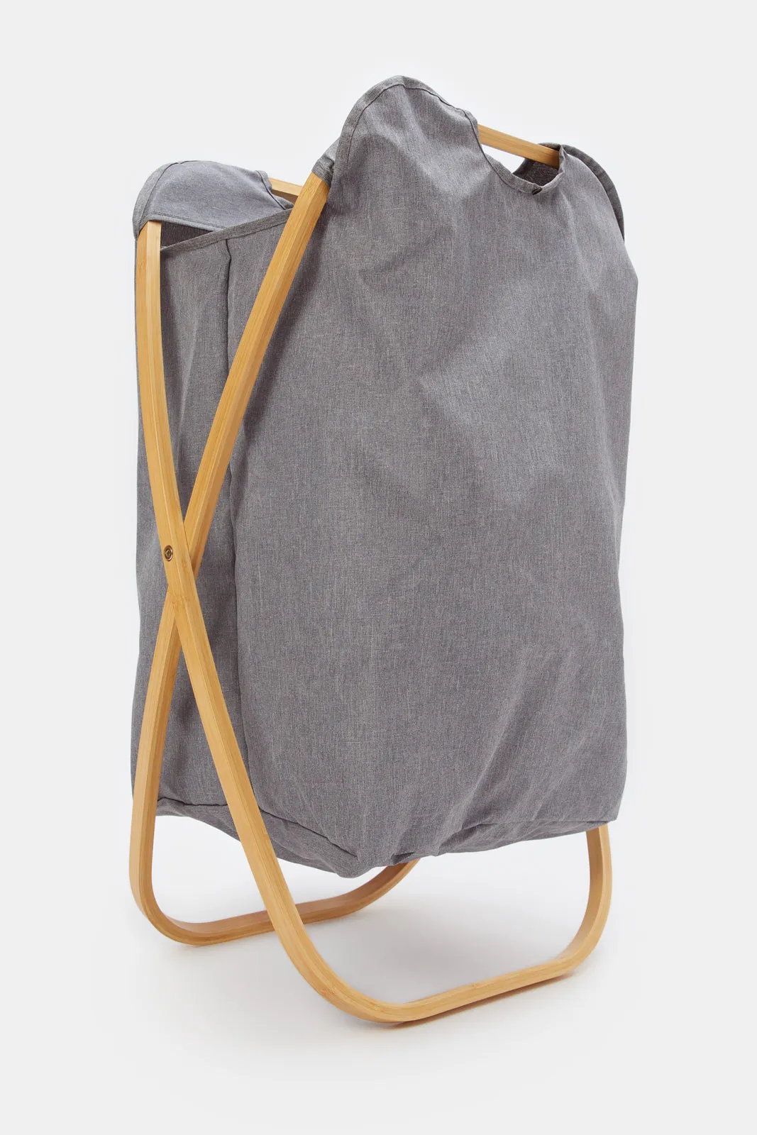 Grey Textured Bamboo Foldable Hamper