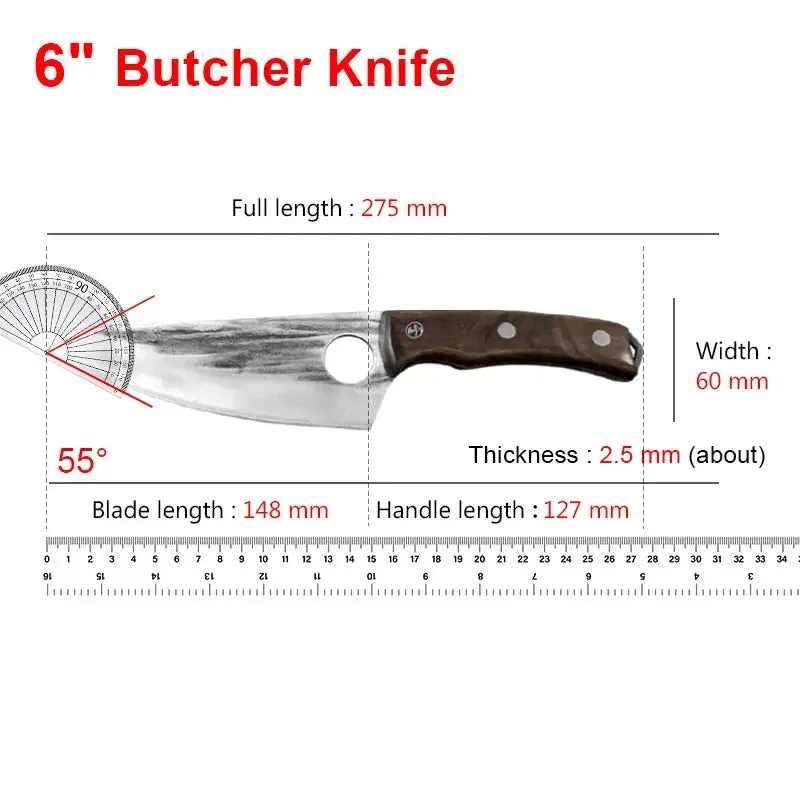 Handmade Forged Stainless Steel Chef Boning Knife Outdoor Hunting Fishing Cleaver Butcher Knife High-Quality Tools for Kitchen