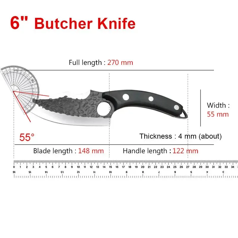 Handmade Forged Stainless Steel Chef Boning Knife Outdoor Hunting Fishing Cleaver Butcher Knife High-Quality Tools for Kitchen