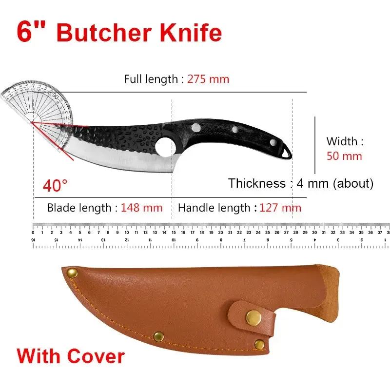 Handmade Forged Stainless Steel Chef Boning Knife Outdoor Hunting Fishing Cleaver Butcher Knife High-Quality Tools for Kitchen