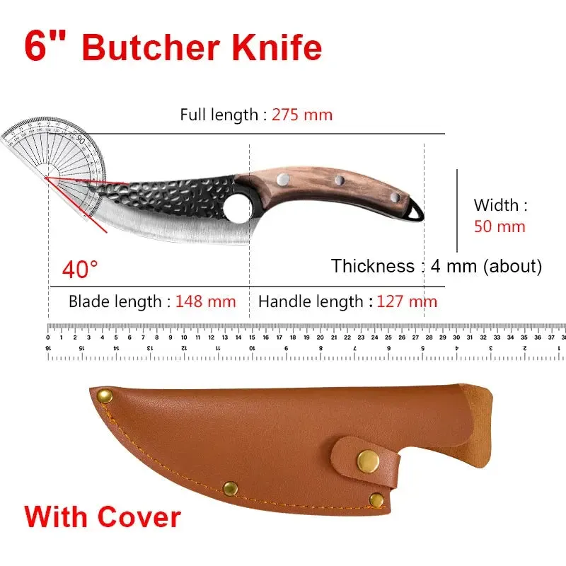 Handmade Forged Stainless Steel Chef Boning Knife Outdoor Hunting Fishing Cleaver Butcher Knife High-Quality Tools for Kitchen