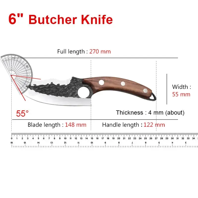 Handmade Forged Stainless Steel Chef Boning Knife Outdoor Hunting Fishing Cleaver Butcher Knife High-Quality Tools for Kitchen