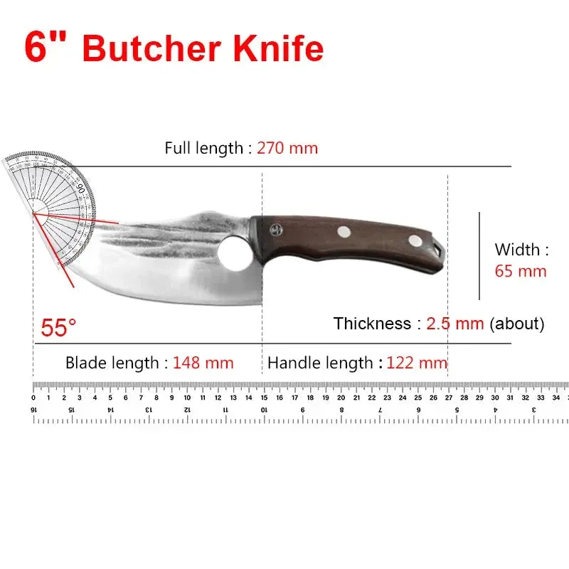 Handmade Forged Stainless Steel Chef Boning Knife Outdoor Hunting Fishing Cleaver Butcher Knife High-Quality Tools for Kitchen