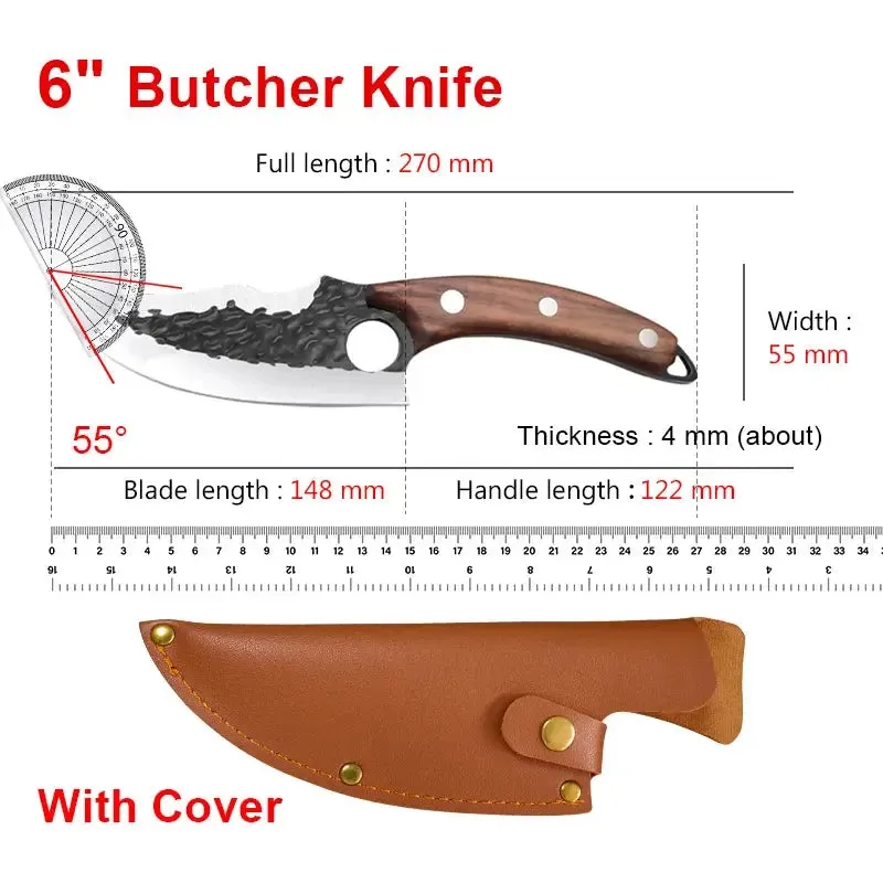 Handmade Forged Stainless Steel Chef Boning Knife Outdoor Hunting Fishing Cleaver Butcher Knife High-Quality Tools for Kitchen