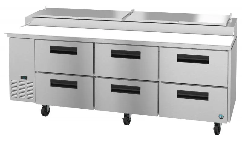 Hoshizaki PR93A-D6 93" Refrigerator Three Section Pizza Prep Table, 6 Stainless Drawers