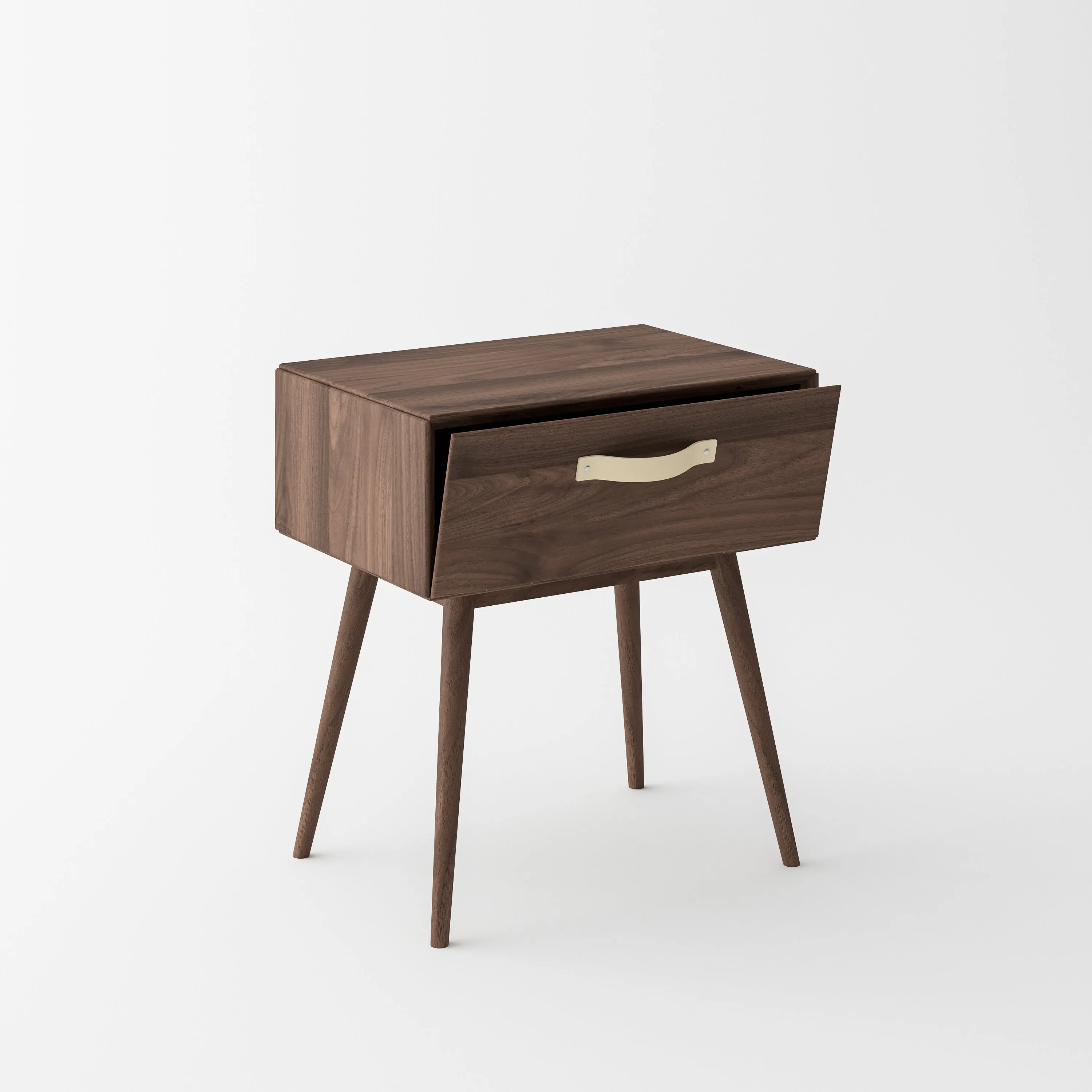 Isabella Mid Century 1-Drawer Nightstand - Solid American Black Walnut