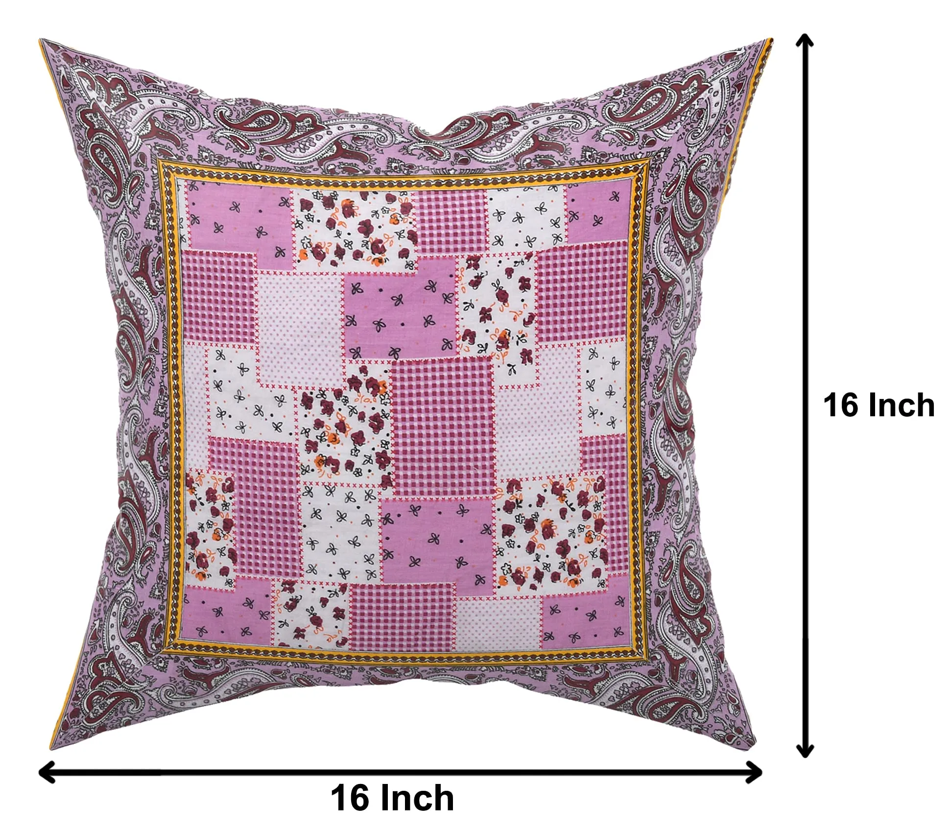 Kuber Industries Check Design Cotton Decorative Square Throw Pillow Cover Cushion Covers Pillowcase for Sofa Couch Bed Chair 16x16 Inch-Pack of 4 (Pink)