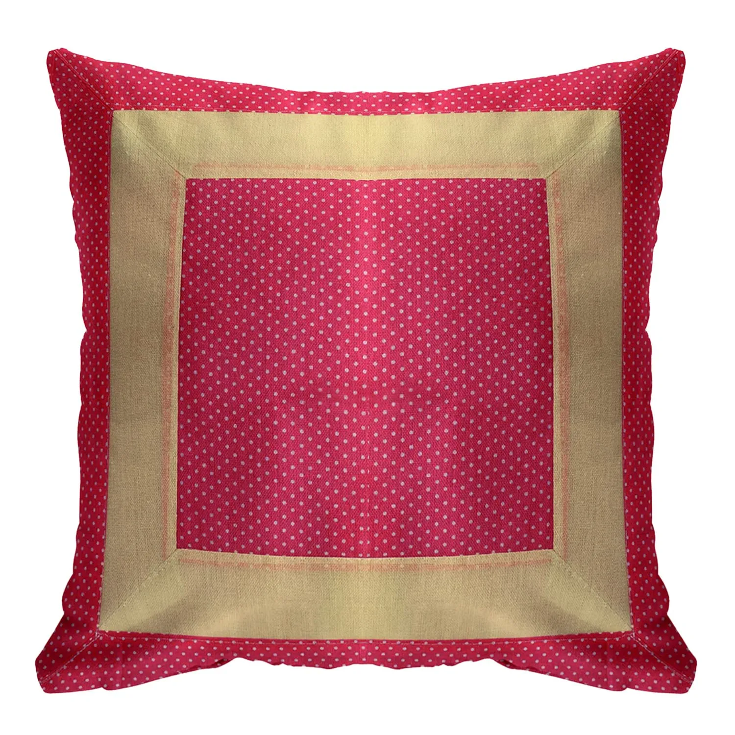 Kuber Industries Dot Print Soft Decorative Square Cushion Cover, Cushion Case for Sofa Couch Bed 16x16 Inch- Pack of 4 (Pink)