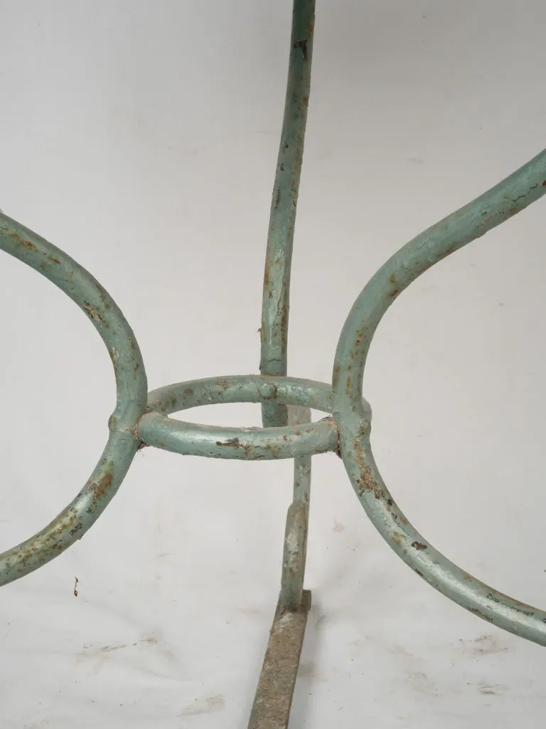 Late 19th Century French Round Garden Table w/ Wrought Iron Base & Original Green Patina