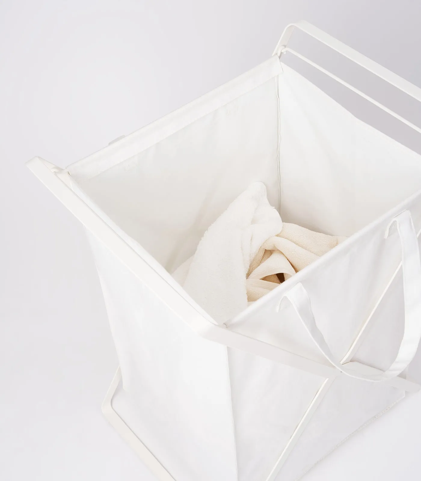 Laundry Hamper with Cotton Liner - Two Sizes - Steel   Cotton