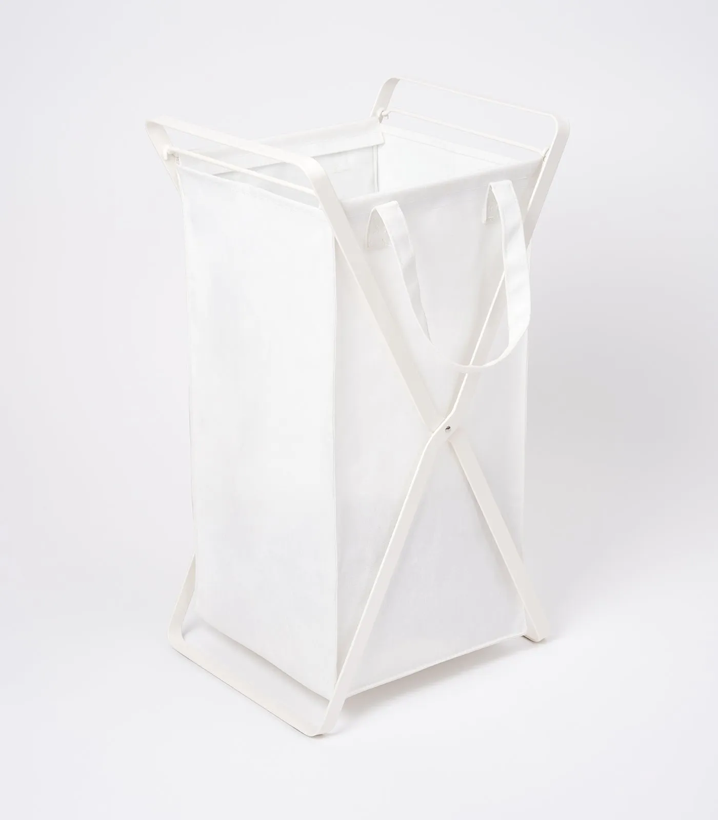 Laundry Hamper with Cotton Liner - Two Sizes - Steel   Cotton