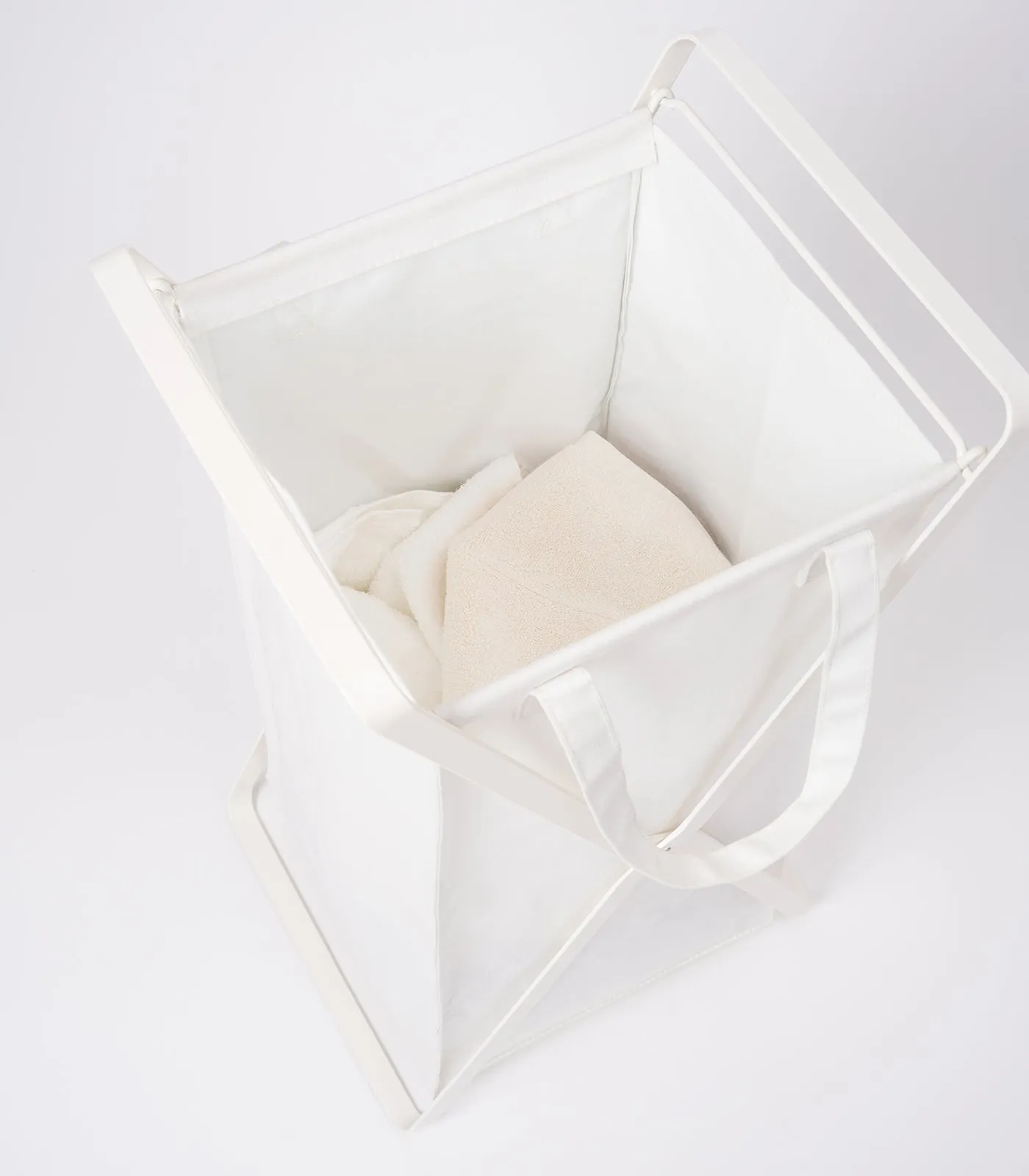 Laundry Hamper with Cotton Liner - Two Sizes - Steel   Cotton