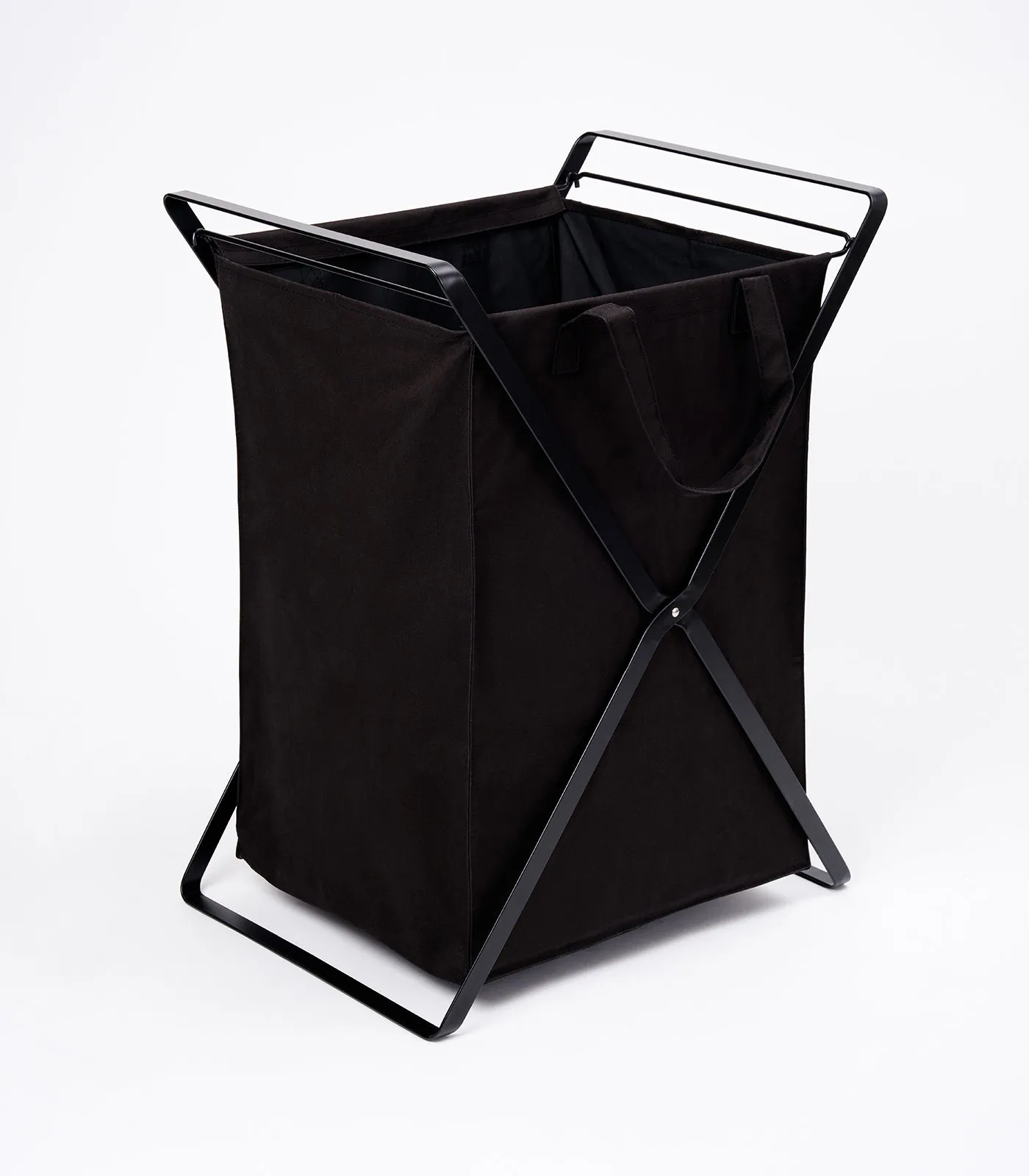 Laundry Hamper with Cotton Liner - Two Sizes - Steel   Cotton