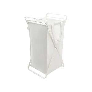 Laundry Hamper with Cotton Liner - Two Sizes - Steel   Cotton