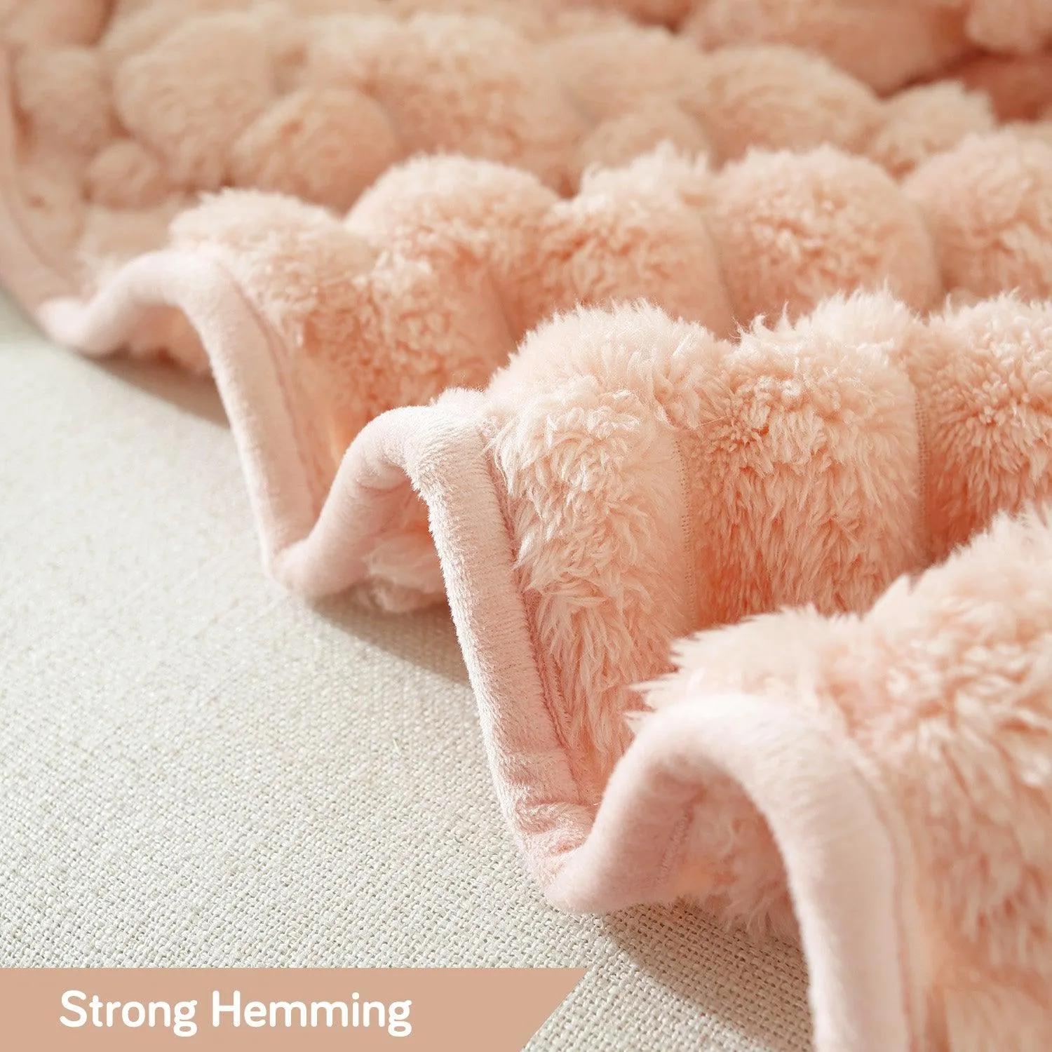 Luxury Rabbit Wool Plush Sofa Throw, Flamingo Pink