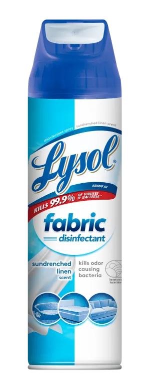 Lysol Fabric Disinfectant Spray, Sanitizing and Antibacterial Spray, For Disinfecting and Deodorizing Soft Furnishings, Sundrenched Linen 15 FL. Oz