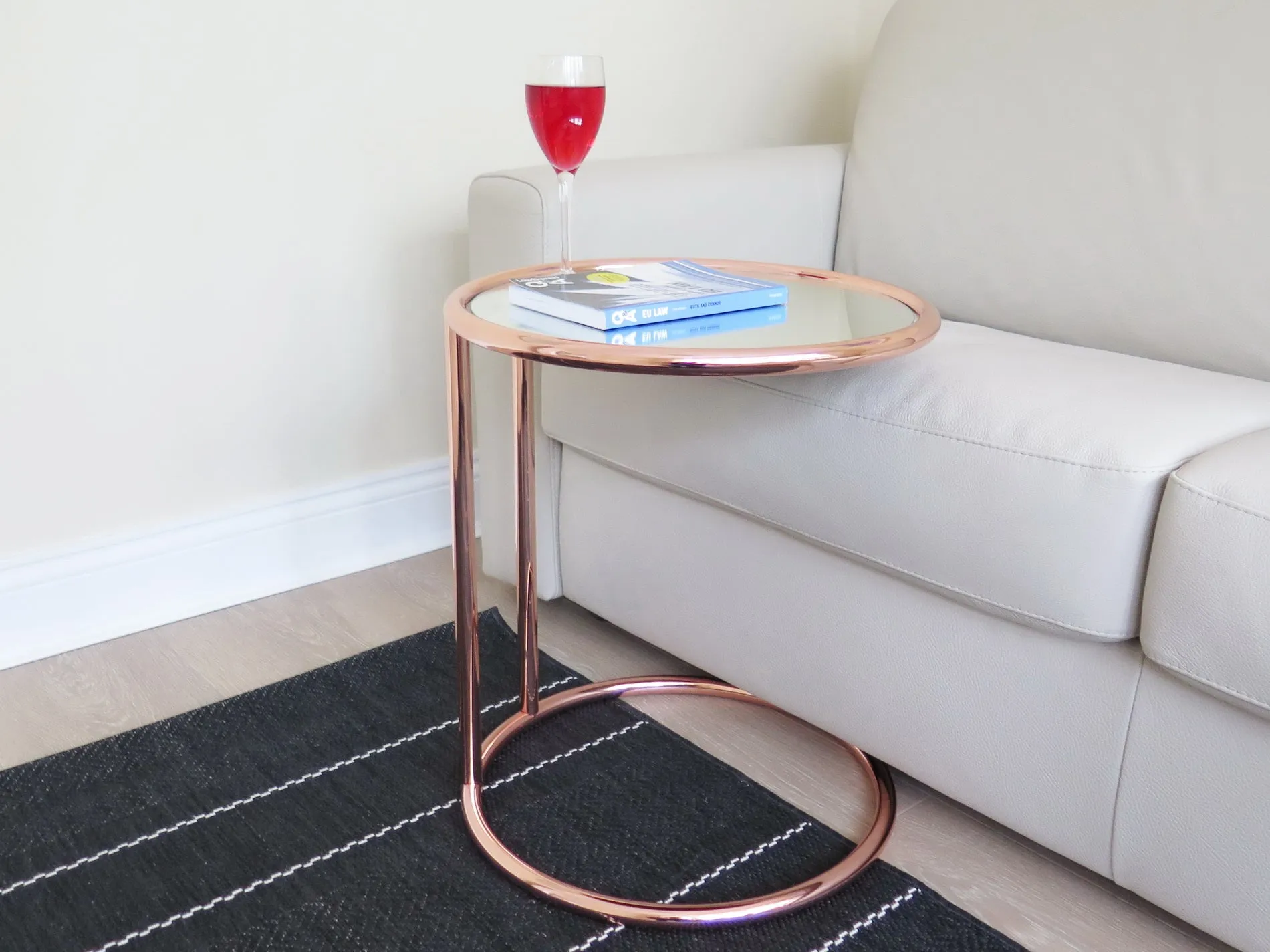 Mia Round Side Table, Copper/Mirror