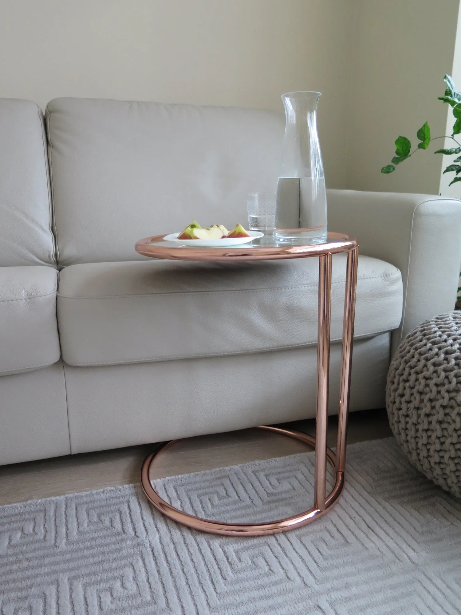 Mia Round Side Table, Copper/Mirror