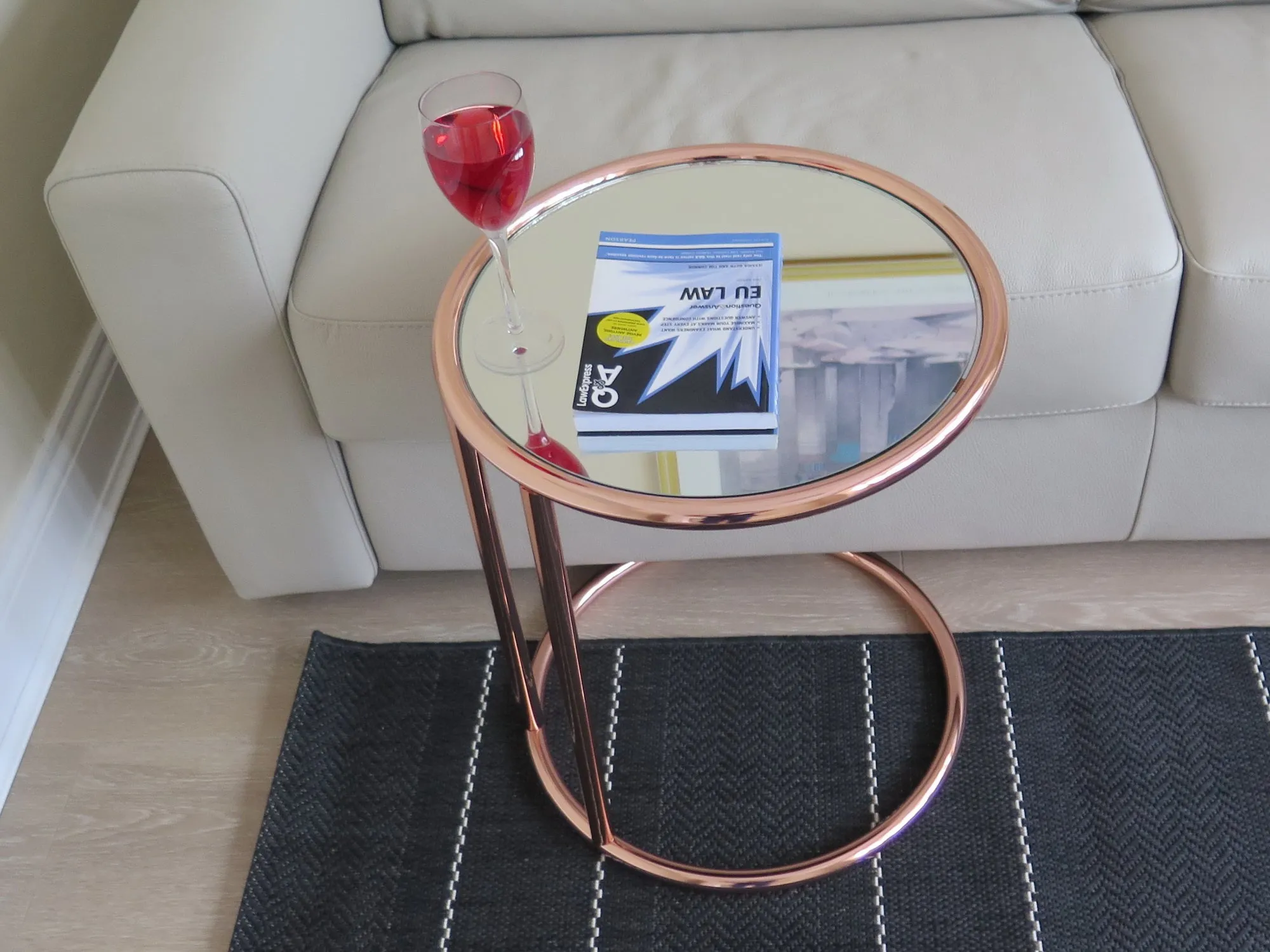 Mia Round Side Table, Copper/Mirror