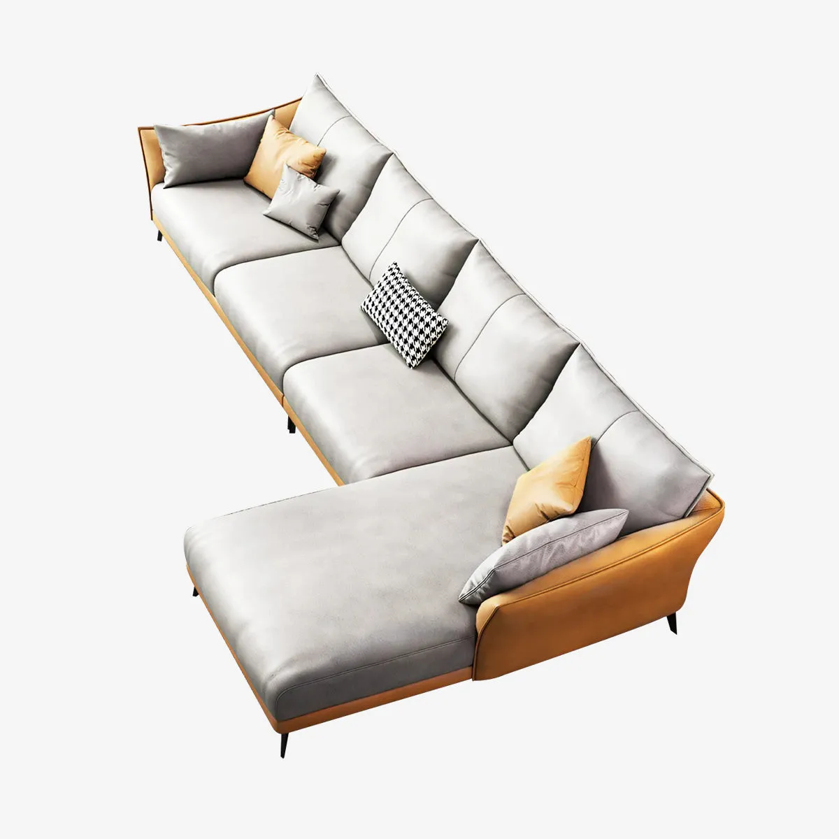 Modern Leather Sectional Modular Sofa with Chaise