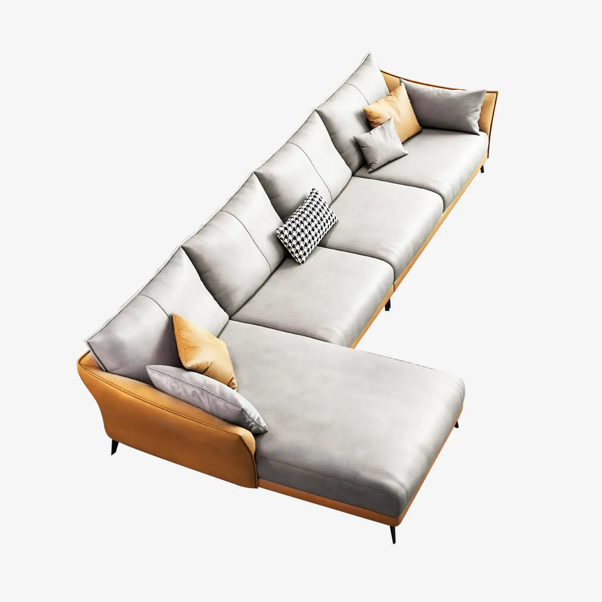 Modern Leather Sectional Modular Sofa with Chaise