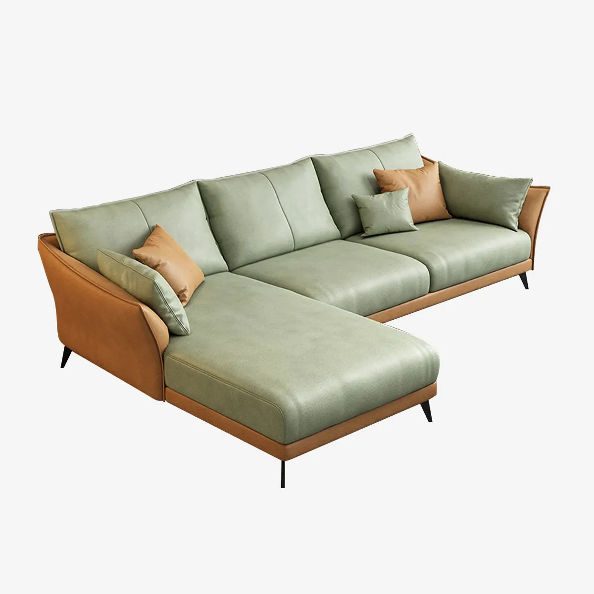 Modern Leather Sectional Modular Sofa with Chaise