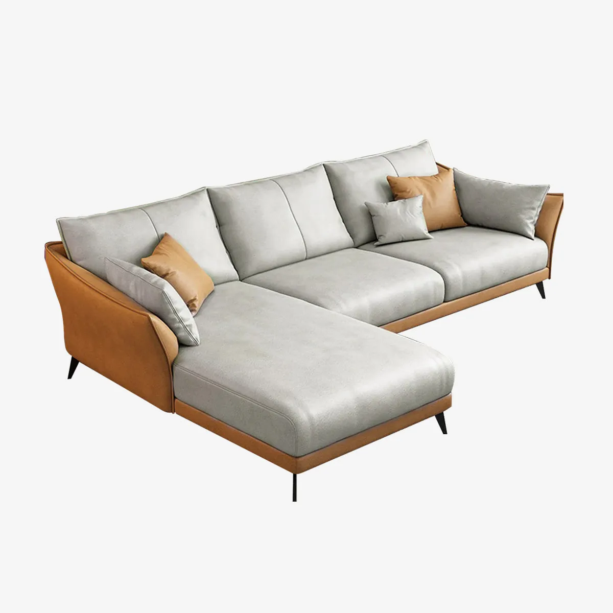 Modern Leather Sectional Modular Sofa with Chaise