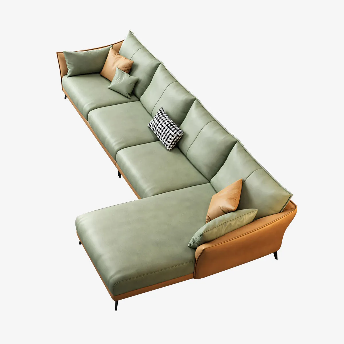 Modern Leather Sectional Modular Sofa with Chaise